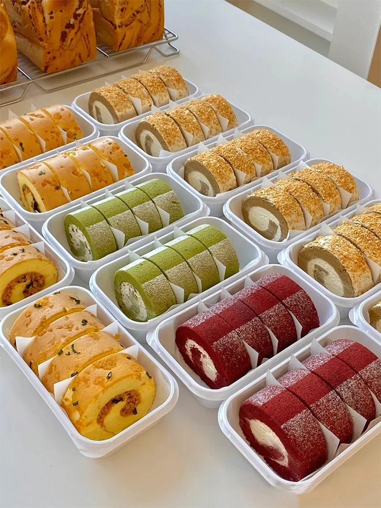 Caja de embalaje para rollos de pastel estilo japonés, utensilios de cocina DIY para hornear y cortar postres, rollos de dragón, dulces y golosinas