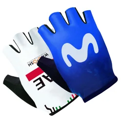 UAE Team Blue Big M Cycling Gloves Half Finger Men Women Ropa Road Bike Gloves Sports Fitness Gym Riding Bicycle Gloves