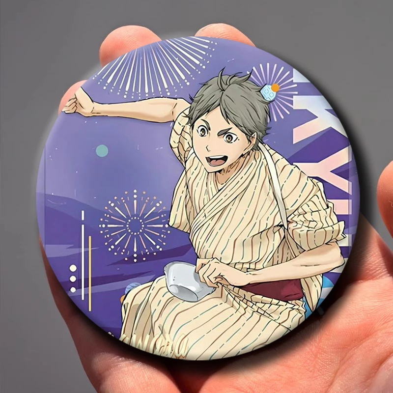 AnimeRole Play Round Pins Cartoon Character Kōshi Sugawara Badges Tinplate Brooches for Clothes