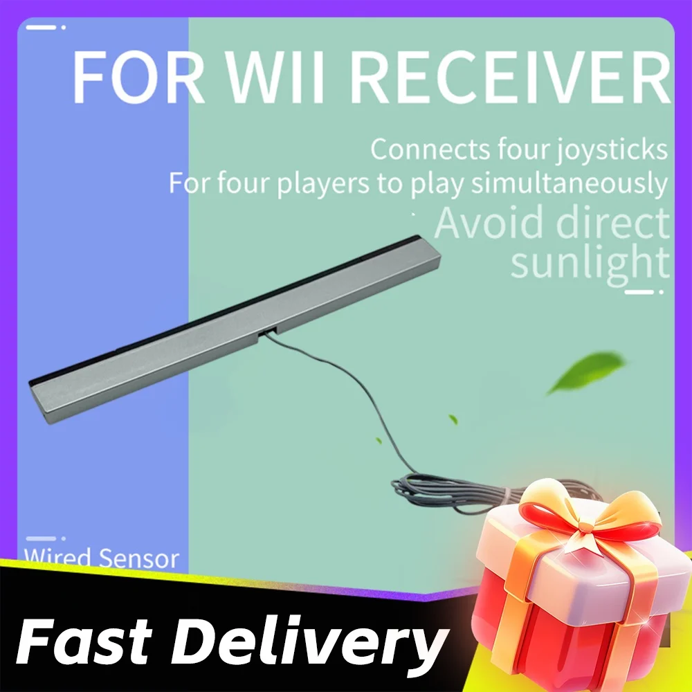 Wired Motion Sensor Receiver with Extension Cord Infrared IR Signal Ray Wired Remote Sensor Bar for Wii Wii U Console