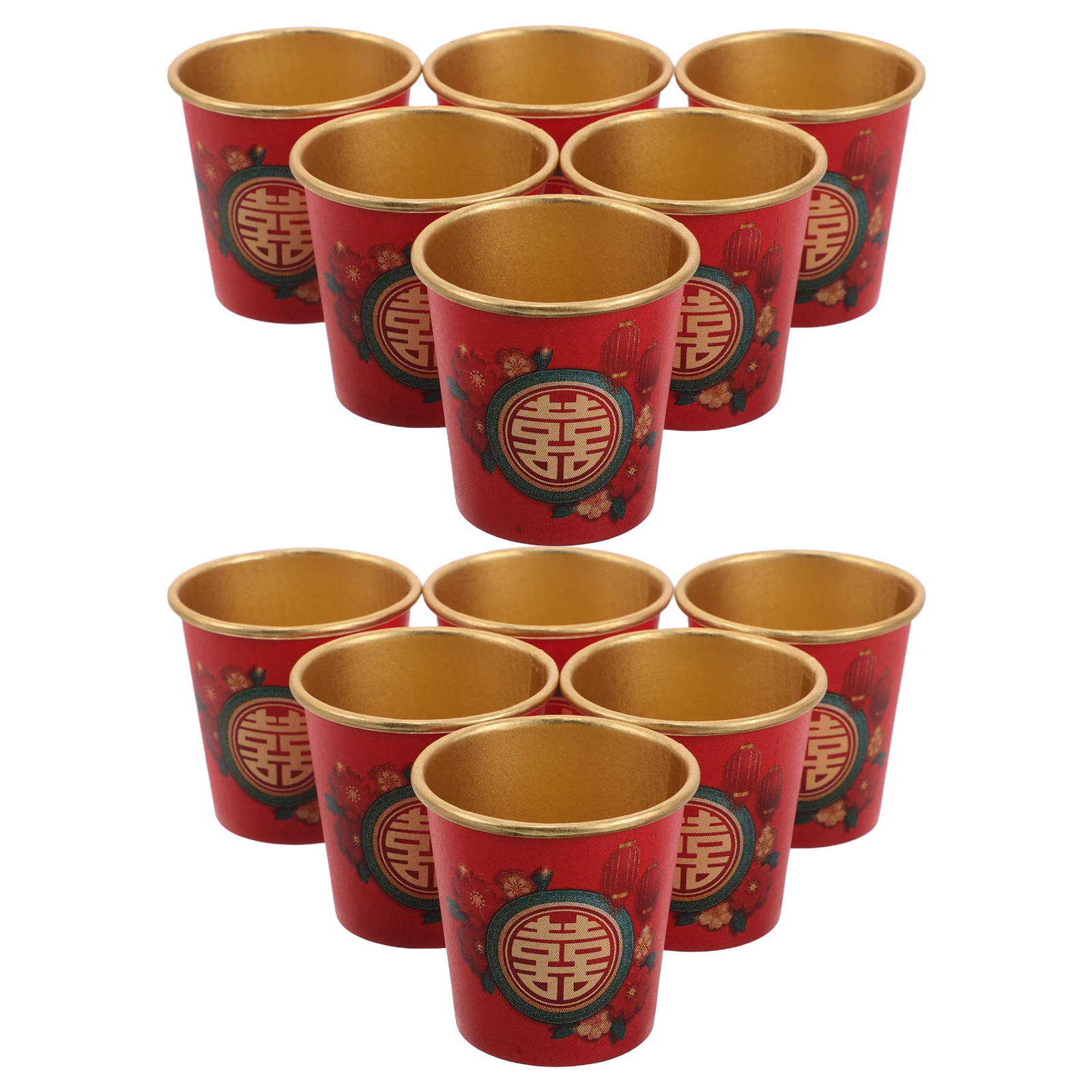 

50 Pcs Red Paper Cups Disposable Mini Glasses for Wedding Party Decorations Festive Celebrations