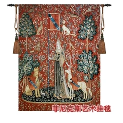 home textile decoration unicorn sense of touch Belgium medieval tapestry wall hanging 140cm x 107cm pt-67