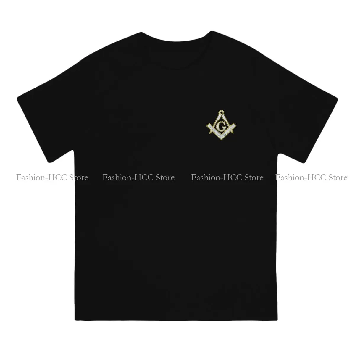 Freemason Gold Square Compass Polyester TShirts White Gold Print Men's T Shirt New Trend Tops