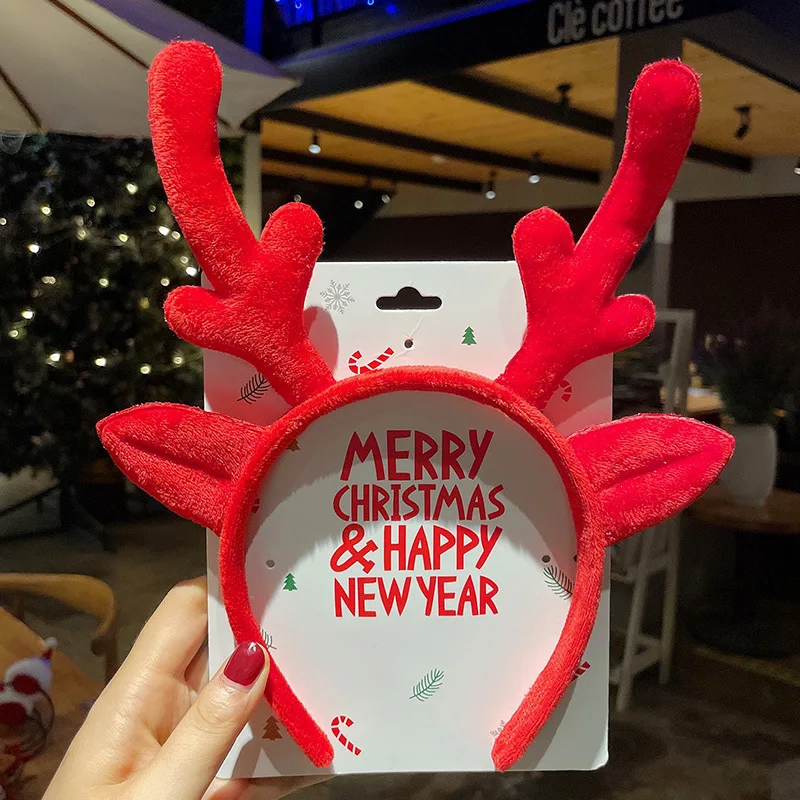 رباط شعر عيد الميلاد للنساء بوليستر عيد الميلاد الغزلان القرن رباط شعر حفلة عطلة إكسسوارات الشعر دنة لعيد الميلاد #3