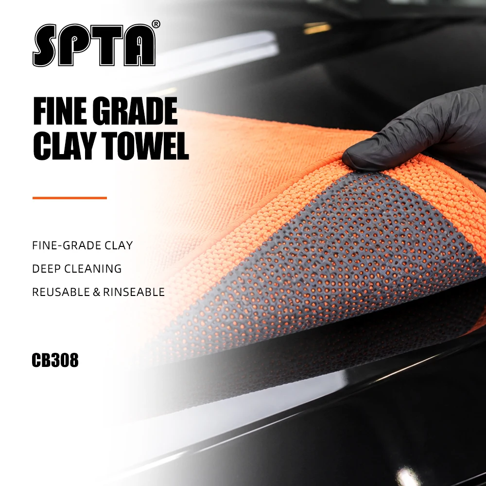 SPTA 1Pc Fine Grade Microfiber Car Clay Decontamination Towel Cleaning Paint Contaminants 12