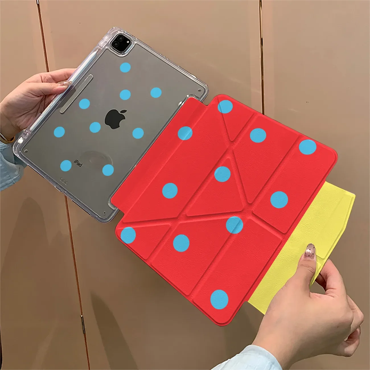 

Чехол для iPad Pro 13 11-го поколения M5 M4 12.9 A16 10 8 7 9-го 10-го поколений, iPad Air 11 M2 M3 Mini, полноэкранный, с принтом в горошек, красный, в стиле Y2K