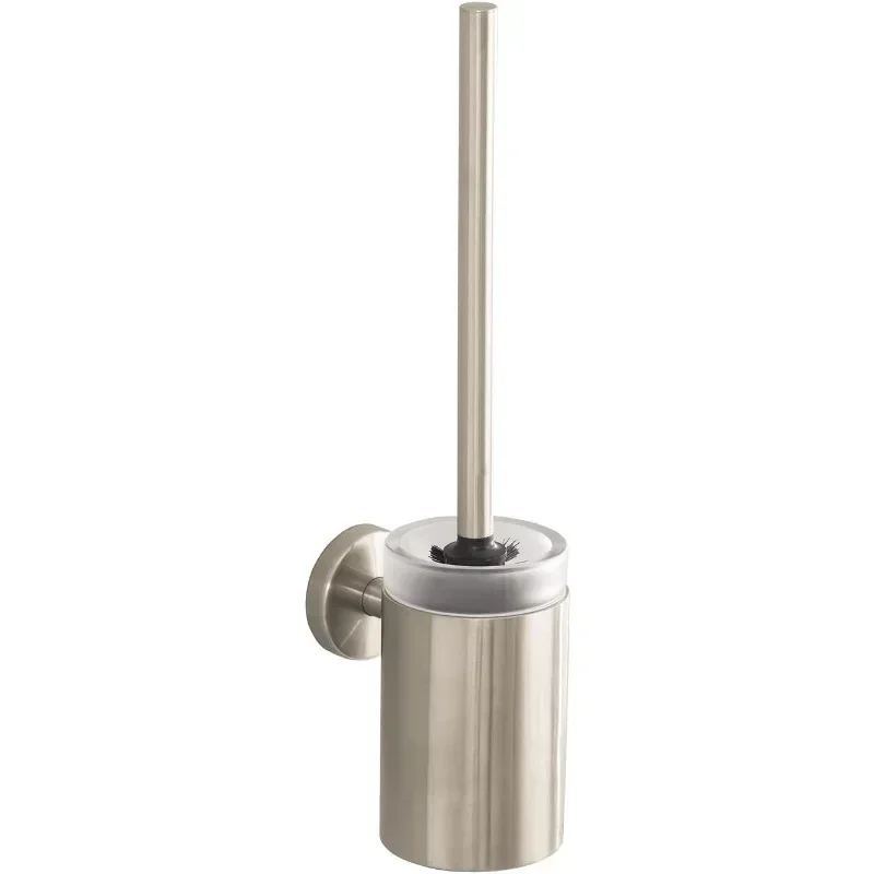 Hot Sellers.Toilet Brush with Holder Easy Install 15-inch Modern Coordinating Accessories in Brushed Nickel, 40522820.NEW