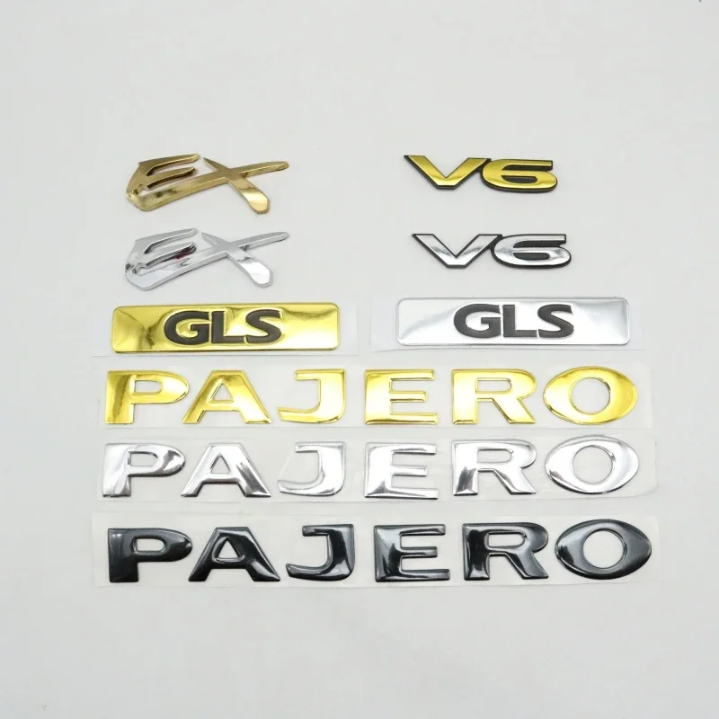 For Pajero Montero Lancer GLS EX V6 Emblem Rear Trunk Logo Side Fender Mark Nameplate Auto Decal