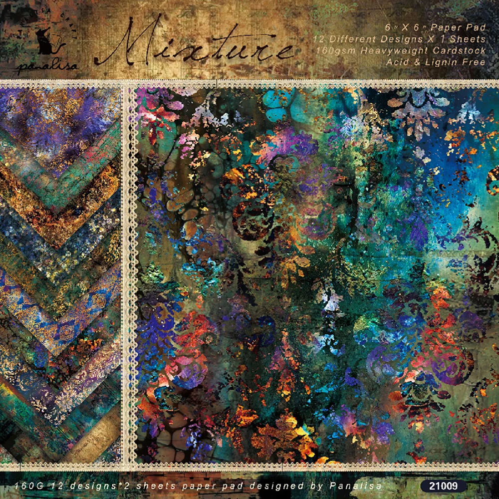 12 Sheets 6"X6" Vintage Patterned Paper Pad Scrapbooking Paper Pack Handmade Craft Paper Craft Background Pad Card