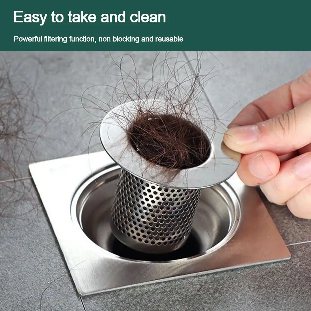 Floor Drain Filter Mesh Anti-Clogging Sink Strainer Food Hair Stopper With Handle Anti-Pest Sealing Cover Shower Leak Net