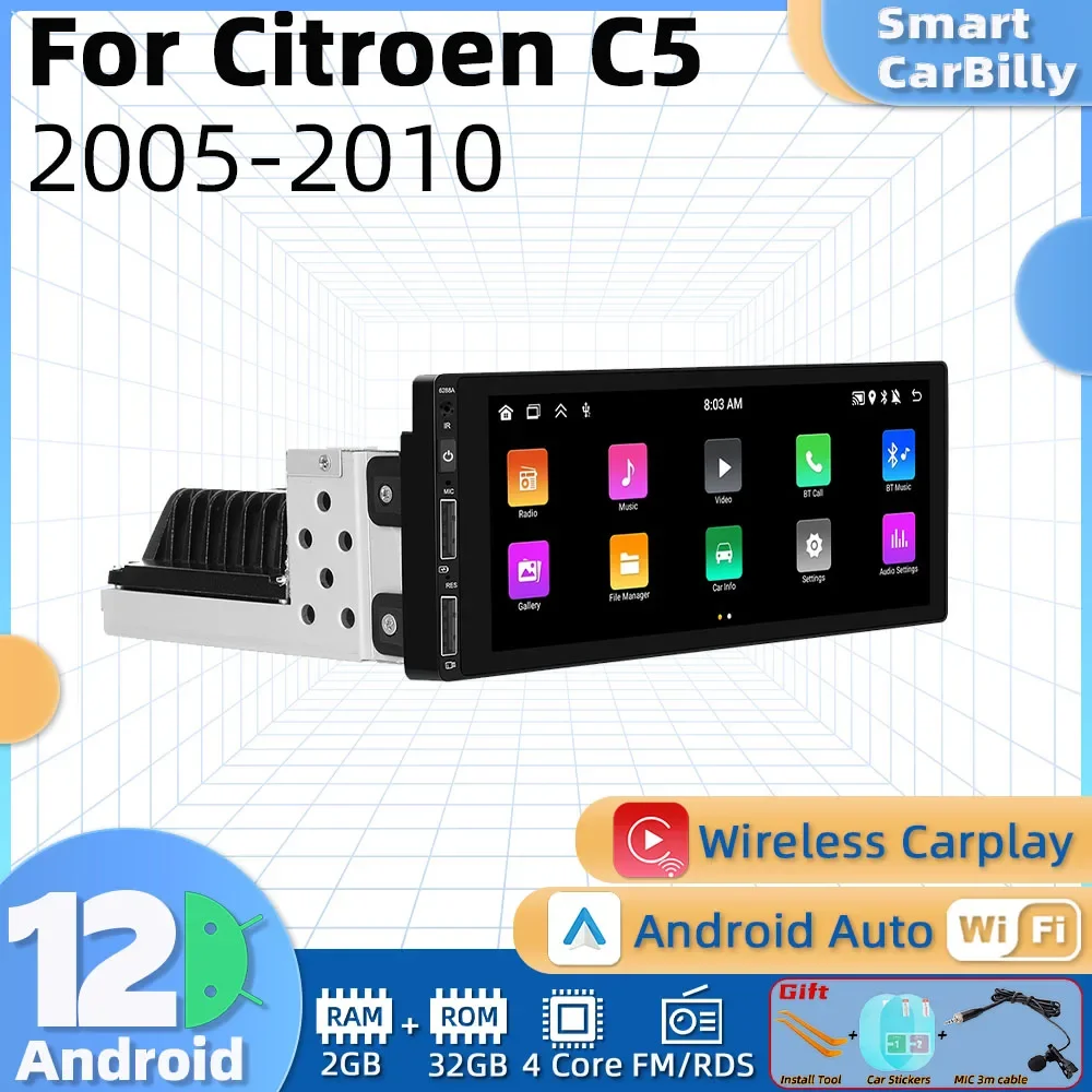 

1din Android Car Multimedia for Citroen C5 2005-2010 1 Din Radio Stereo Head Unit Carplay Screen Autoradio GPS Navigation Auto