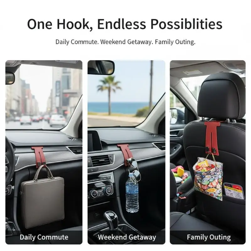 4 Pieces Car Interior Modification Hooks for Glove Box Passenger Seat Multi Functional Bag Holder Suit for All Cars and SUVs