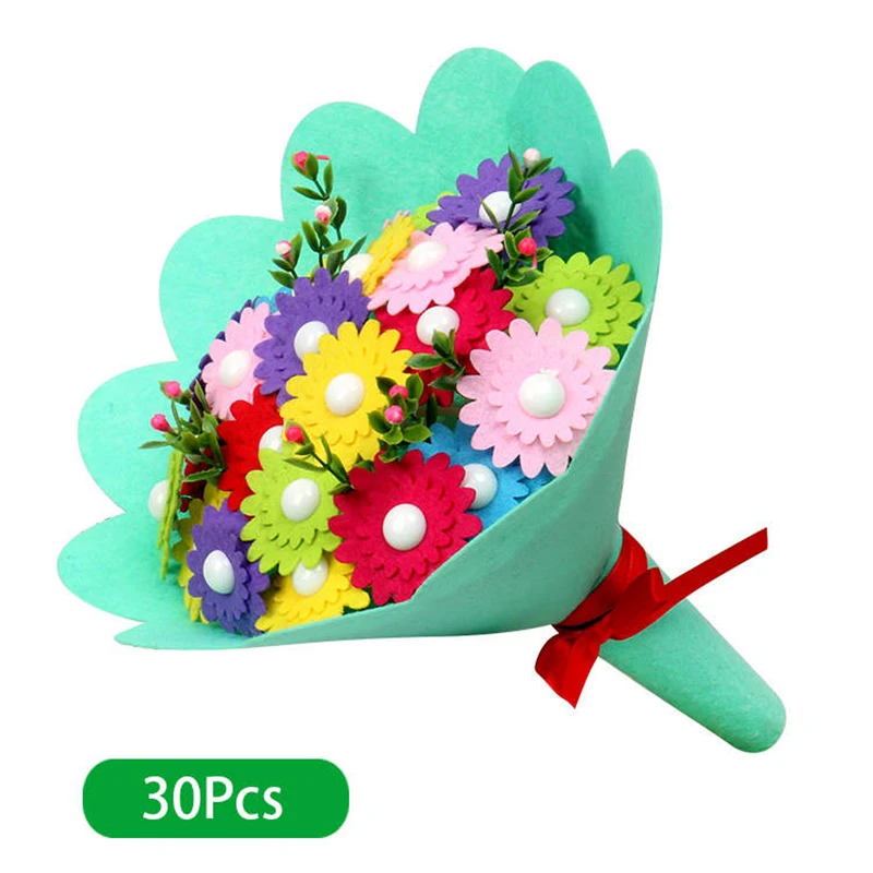 EVA Button Bouquet Children Educational Toys DIY Holding Flowers Handmade Gift Room Decoration Flower Craft Kits Creative Toys