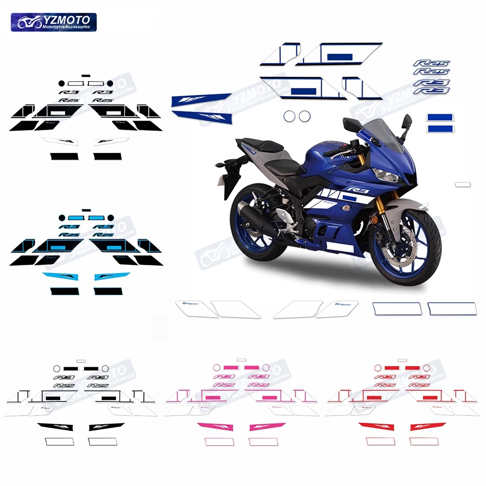 

For YAMAHA YZF R3 R25 2019 2020 2021 2022 2023 Motorcycle Accessories Fairing Stickers full car Sticker Decals Decoration Kit