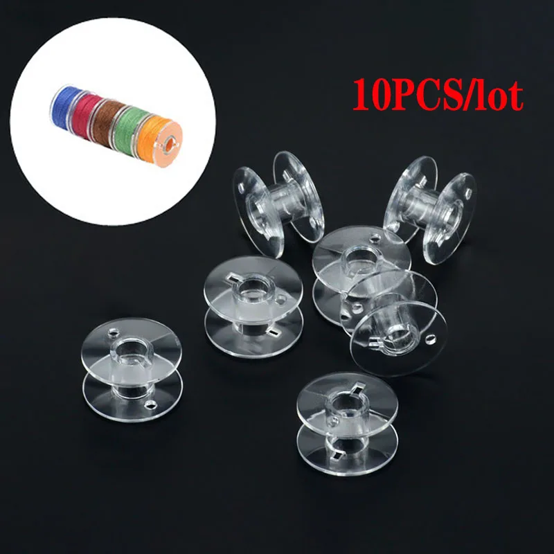 10Pcs Transparent Bobbins Spool Sewing Machine Craft Tools Plastic Empty Bobbins For Home Sewing Accessories for Brother Singer