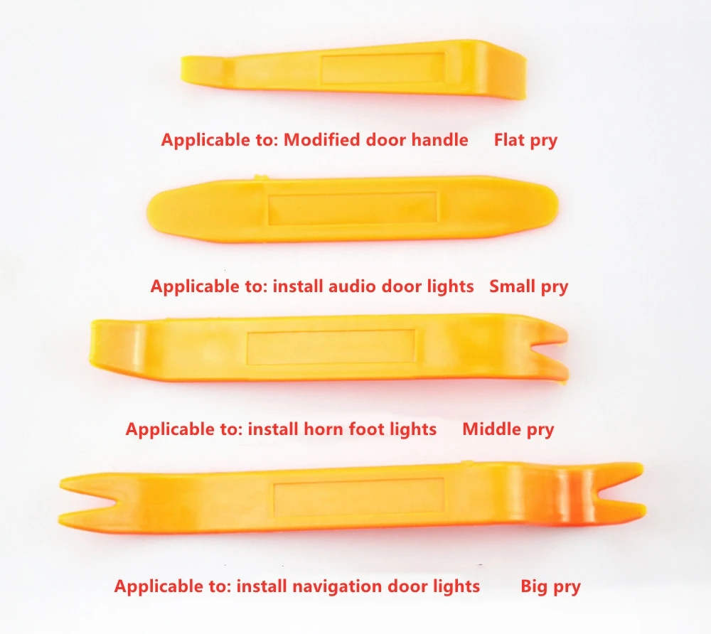 Afbeelding 5: 4 Stuks Pry Set Auto Deur Clip Panel Trim Removal Tool Kits Navigatie Demontage Wip Auto-interieur Plastic Wip Conversie