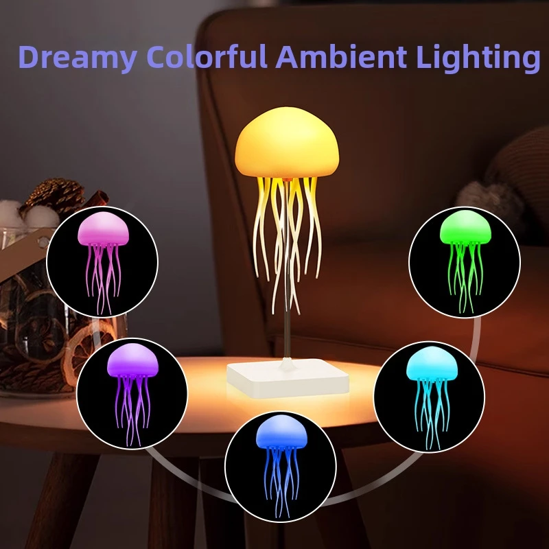 

Voice Control Jellyfish Night Light, Color Changing Ambient Lamp Creative Desktop Decoration