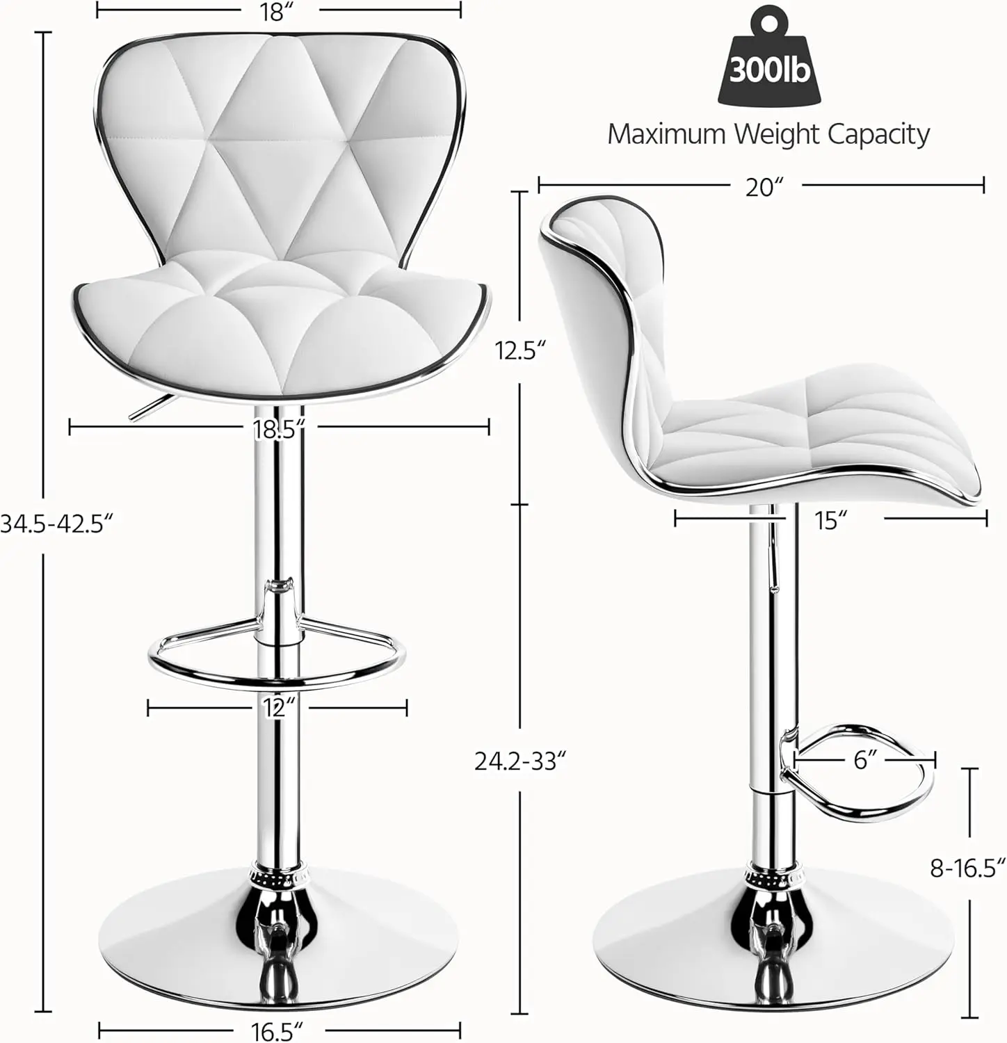 

Yaheetech Bar Stools Set Of 2, Island Chairs Shell Back, Pu Leather Adjustable Barstools, Swivel Bar Chairs With Footrest For