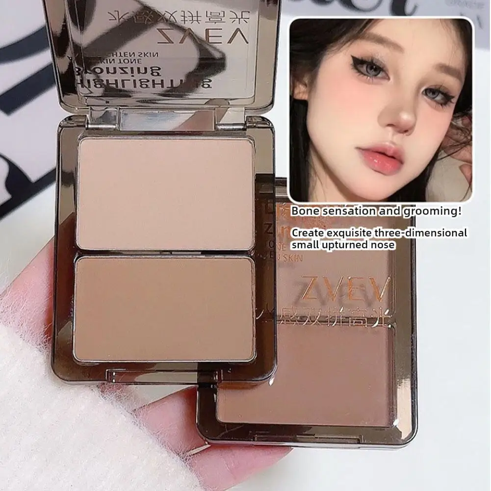 

Face Highlighter Palette Dual Colors Contouring Blush Palette Lightweight Pearl Highlighter Makeup Blendable Blush & Highlighte