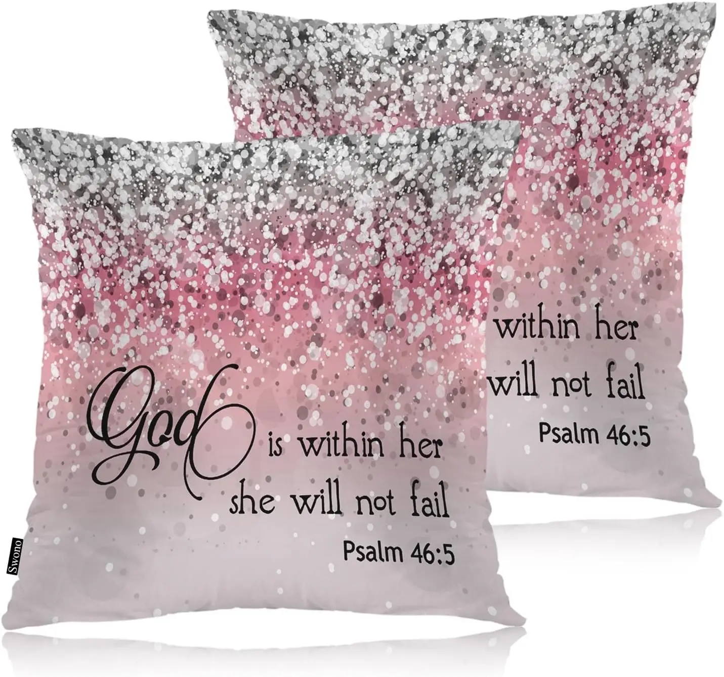 

Swono Holy Bible Throw Pillow Cases, God is Within Her She Will Not Fall Set of 2 Throw Pillow Cover, Bible Quote Pillow Cushion