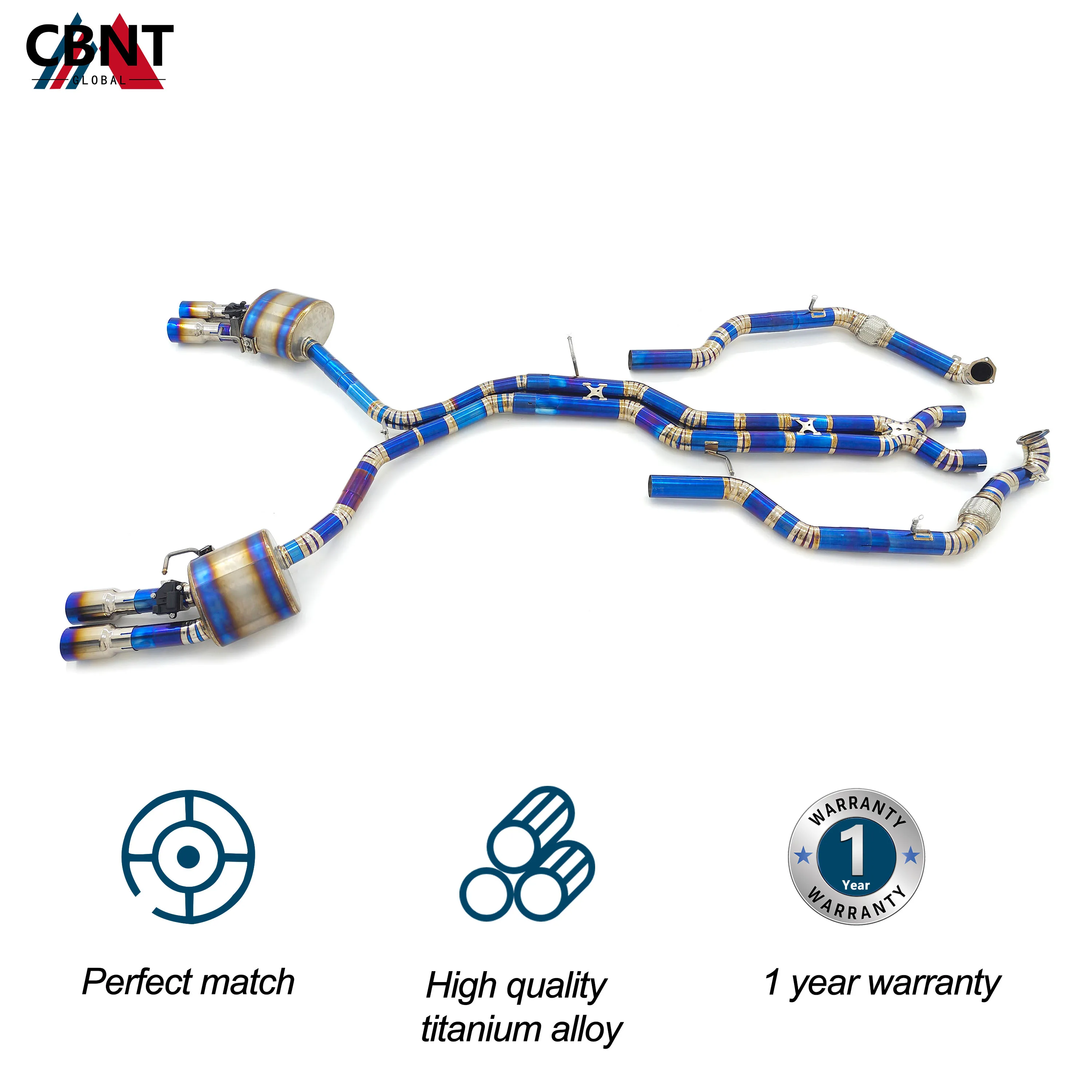 CBNT Front Pipe & Valved Catback for Audi S4 S5 B9 3.0T 2017-2023 High Quality Titanium Alloy Exhaust-pipe with Valve Muffler