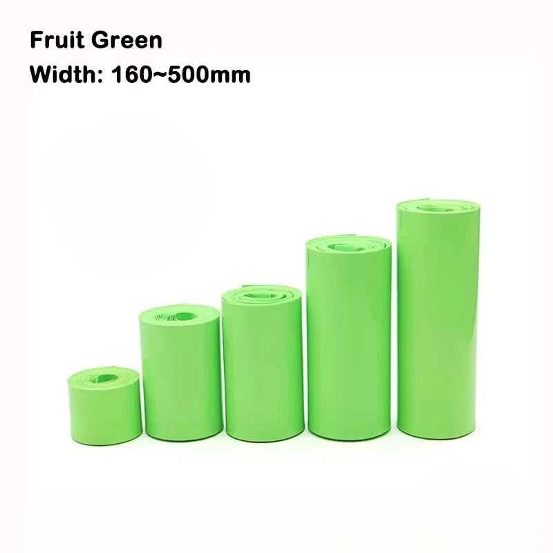 

Fruit Green 160 mm ~ 500 mm 18650 Lipo Battery Pack PVC Heat Shrink Tube 1M~10M Insulated Protection Film Wrap Case Cable Sleeve