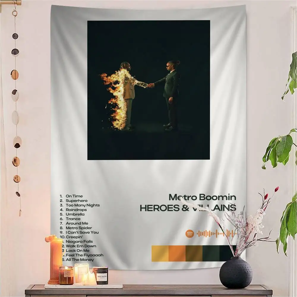 Pop Rap Singer Metro Boomin Cartoon Tapestry Art Science Fiction Room Home Decor Wall Hanging Sheets