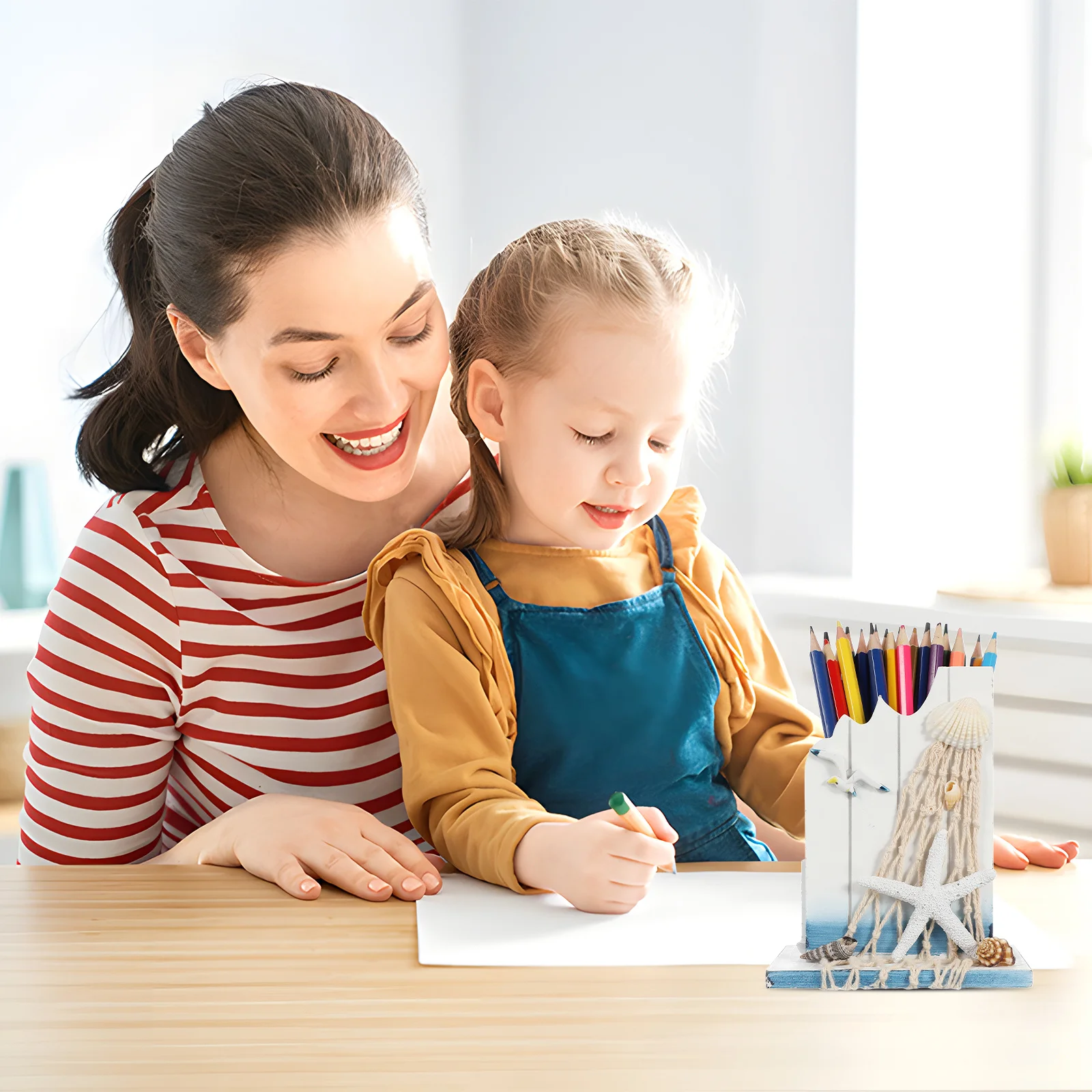 

1pc Wooden Pen Holder Tubular Design For Home Desk Office Storage Organizer Star Decorative Wood Container Pen Stand