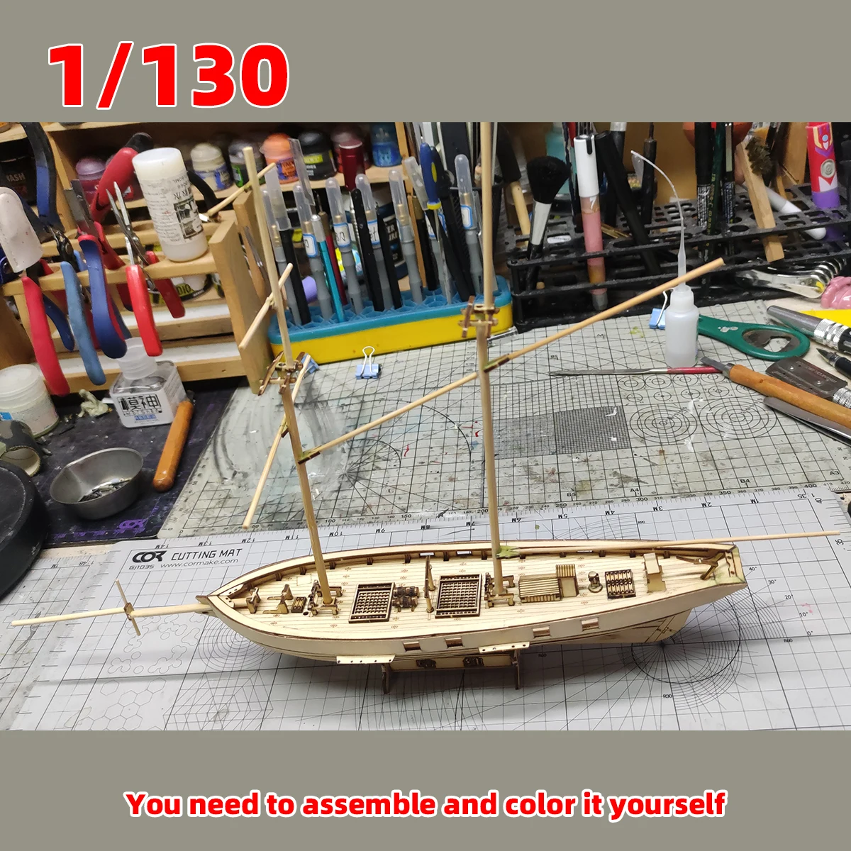 1/130 Amerikanischer Baltimore Schooner 2-Mast-Schooner Harvey 1847 Klassisches Segelboot Schiff Galeonen Holzmodellbausatz – Detail 1
