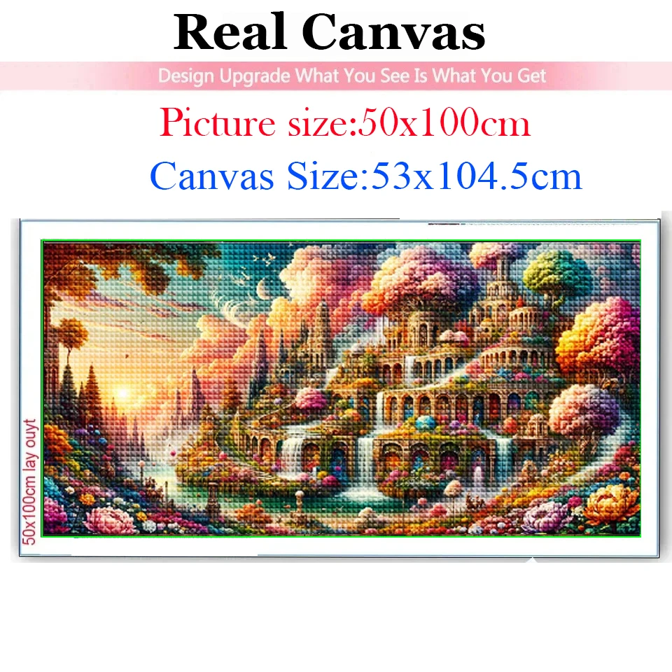 Surrealistic Beautiful Tiered Gardens,Waterfalls,Flowers,Arches,Sky,Palace 5D Diamond Painting Mosaic Embroidery Cross Stitch