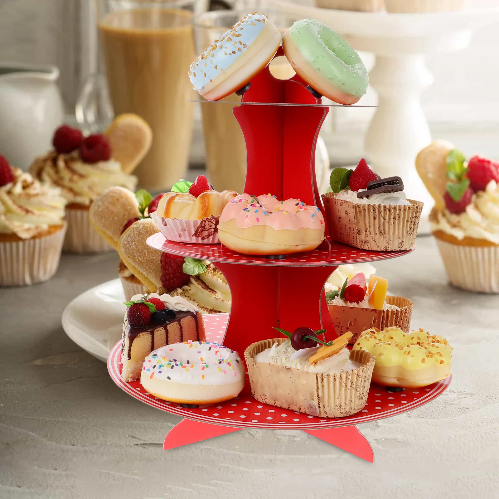 Cake Display Stand Paper 3-Tier Multi-Layer Cupcake Holder Stable Dessert Display for Party Cake Food Decoration Supplies