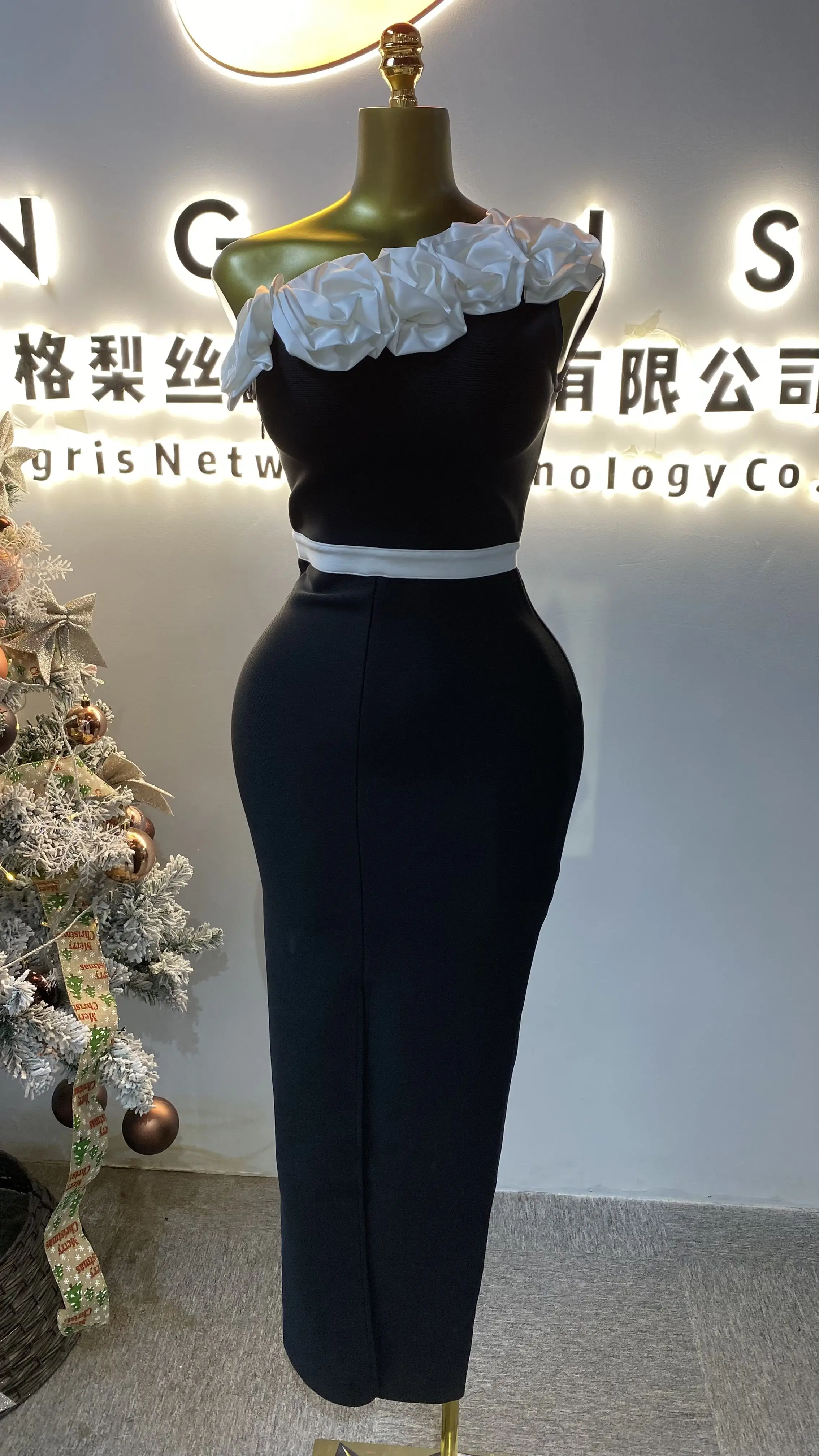 

Fashionable pleated large size cross-border casual wide slim high-end dress-GZMM476