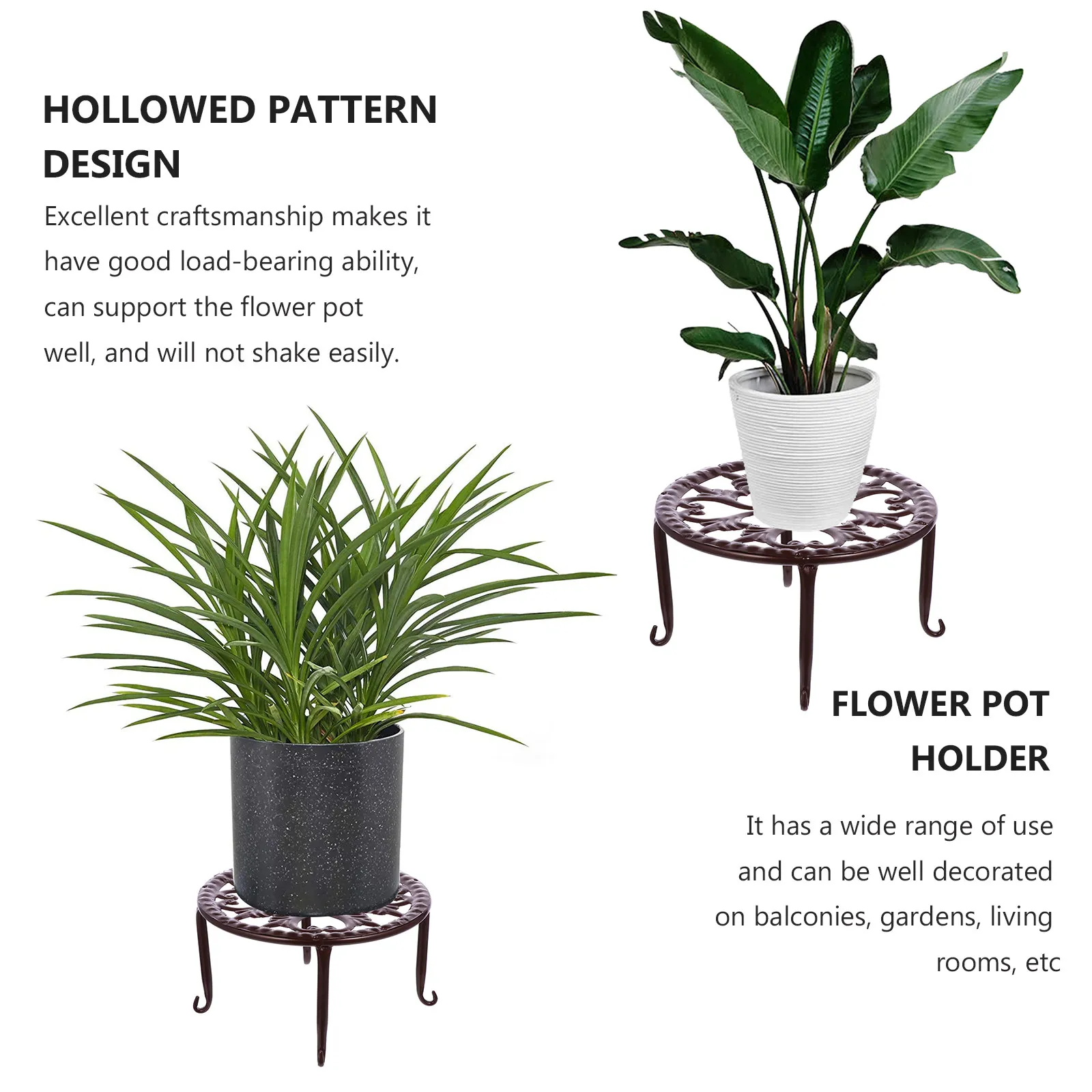 1Pcs Iron Flower Stand High Quality Metal Plant Shelf Hollow Elegant Design Strong Load Bearing for Flowers Pots Indoor Outdoor