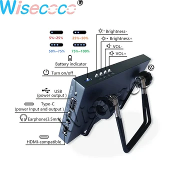 휴대용 LCD 모니터 보조 배터리, 고휘도 라즈베리 PI 데스크탑 PC 노트북, Wisecoco, 5000mAh, 6 인치 IPS QHD, 2K 화면