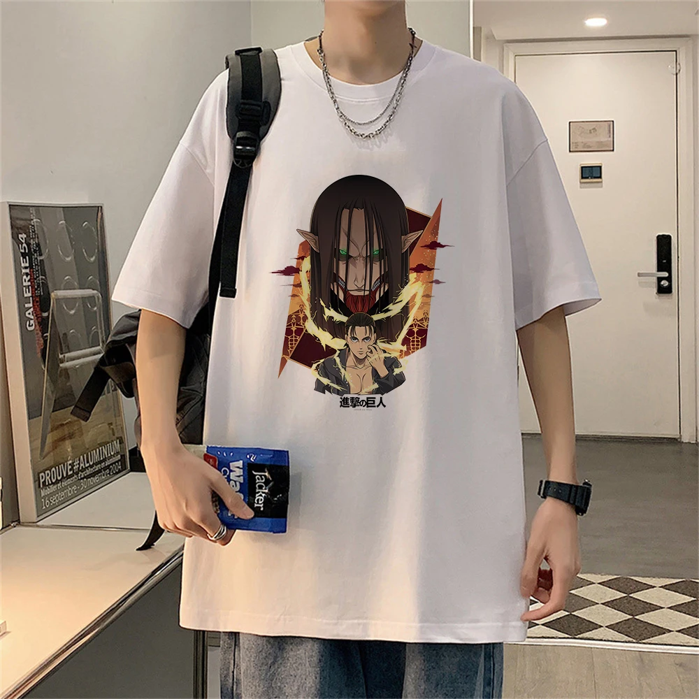 Men's Clothing Shingeki No Kyojin Attack on Titan Print Cartoon T Shirt Men Women Buono Brutto Cattivo Oversized Cotton T Shirt