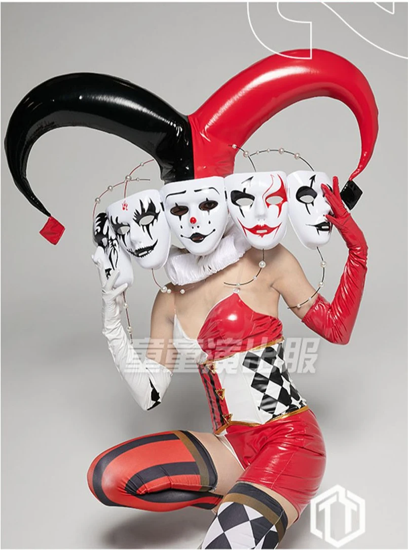 Sexy Customized Make Black Red CLOWN Big horns clown costume Nightclub bar sexy women gogo dance outfit