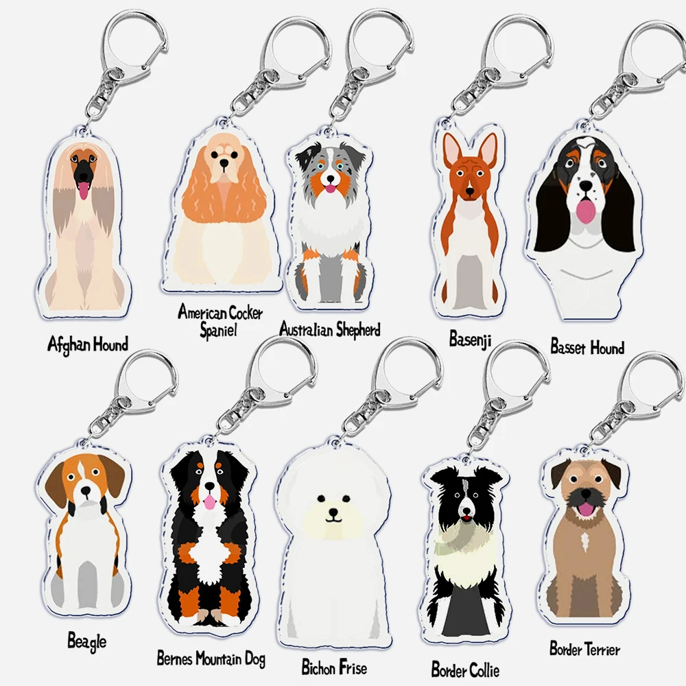 Papillon Bulldog Pug Dachshund Key Chain Keychains Ring for Accessories Bag Pendant Keyring Jewelry Pet Souvenir Friends Gifts