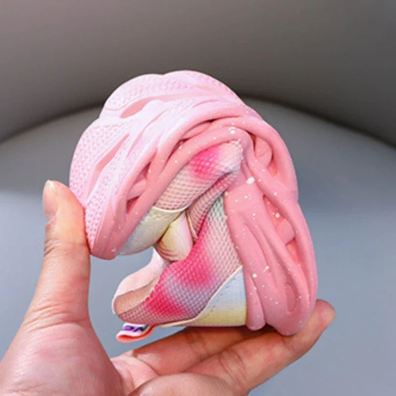 เจ้าหญิงเอลซ่าดิสนีย์มีไฟ LED สำหรับเด็กรองเท้าผ้าใบรองเท้ากีฬาแบบลำลองสำหรับเด็กผู้หญิงสำหรับเด็กบูติกแฟชั่น