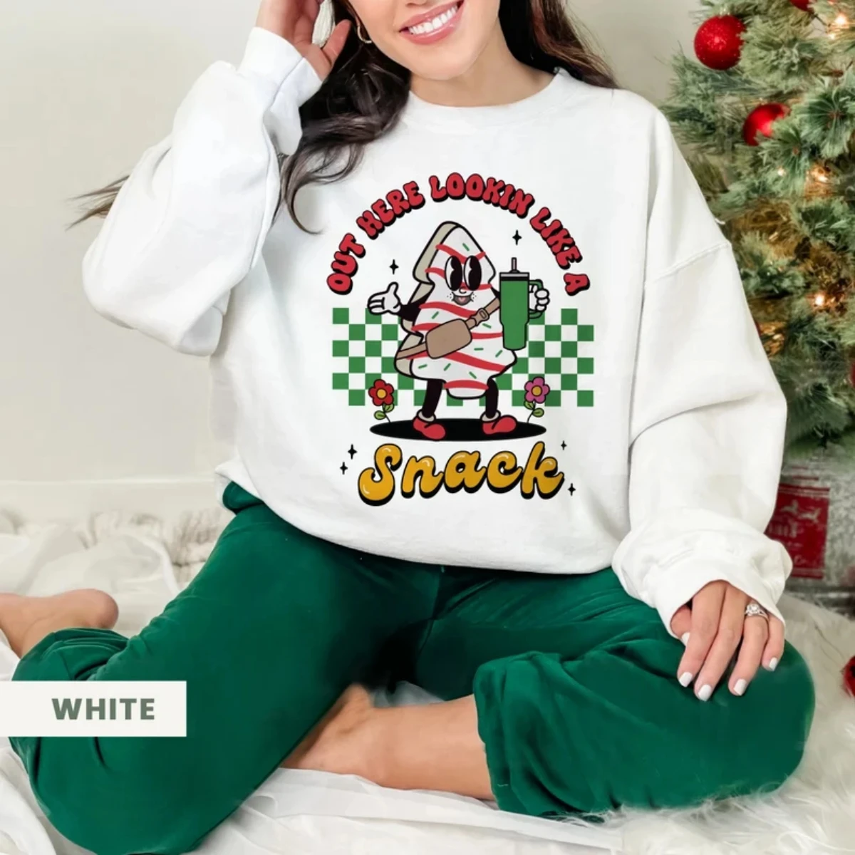 Funny Christmas Sweatshirt Out Here Looking Like A Snack Cake Pullover Shirt Little Debbie Christmas Tree Cake Winter Clothes