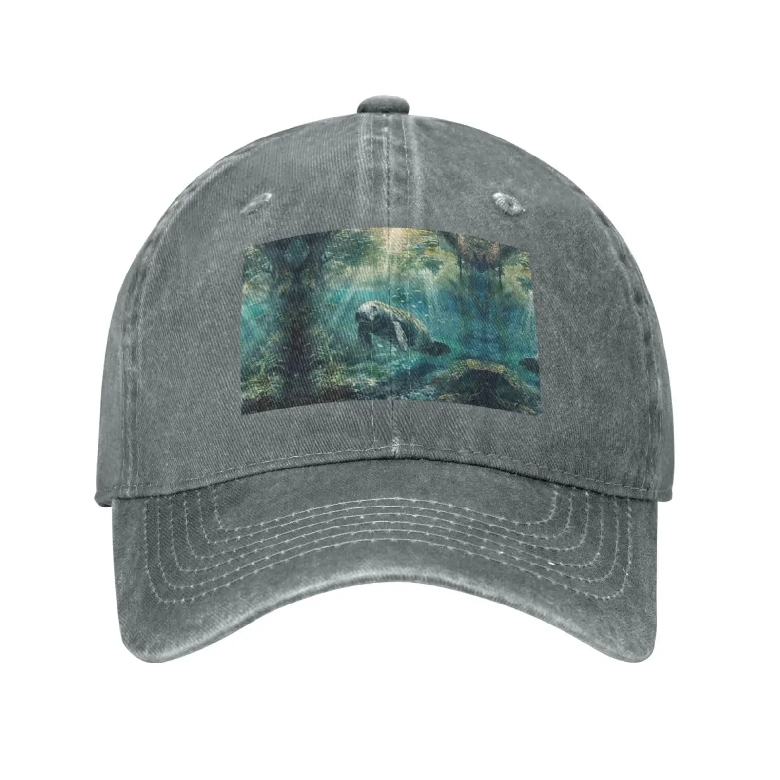 Crazy Save Manatee Baseball Cap Adjustable With Ponytail Hole Washed Dad Hat For Men Women