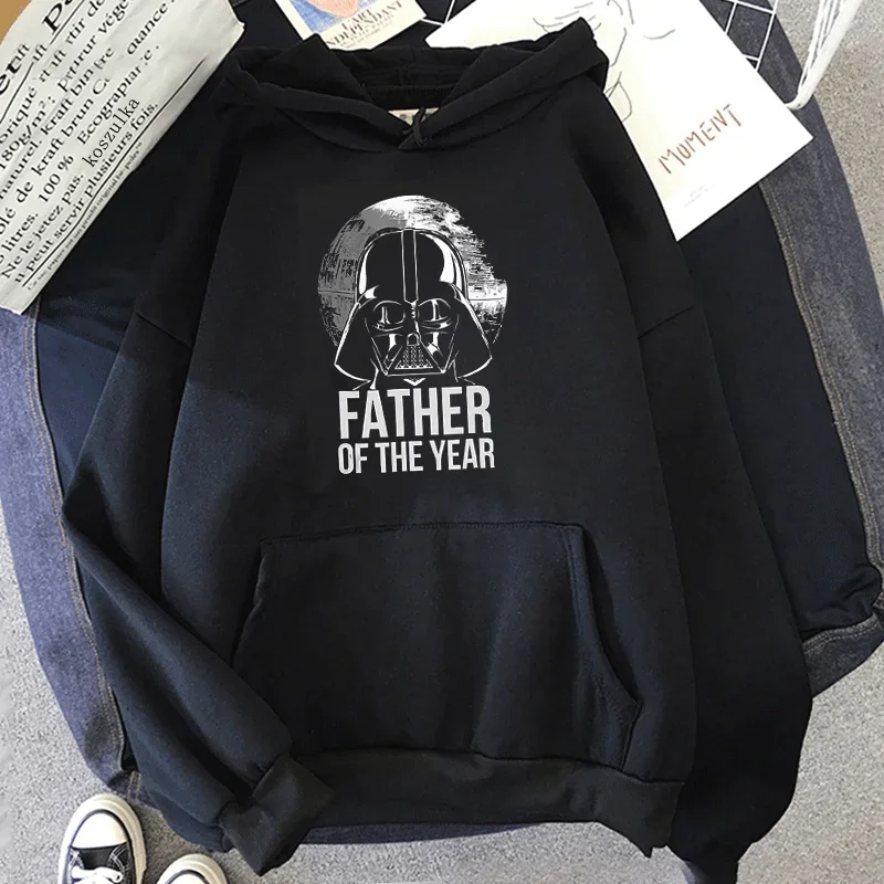 Father Of The Year Graphic Print Hoodies Y2K Fashion Men Women Hip Hop Streetwear Autumn Winte Pullover Sweatshirt Black Tops