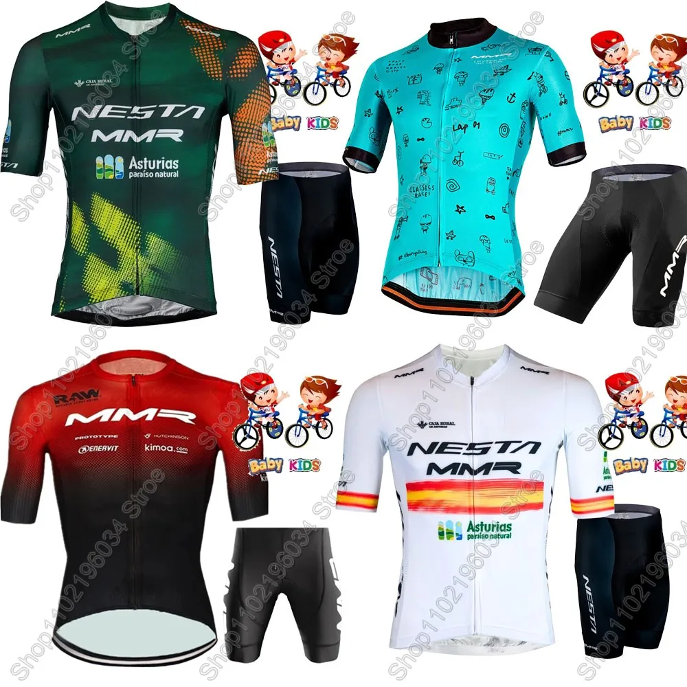 

Детский комплект велосипедного трикотажа MMR 2025 года в Испании для мальчиков и девочек, одежда для велоспорта Астурия, детская рубашка для шоссейного велосипеда, костюм, велосипедные штаны, Ropa