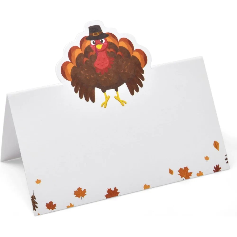 

Gift Boutique 100 Pack Thanksgiving Turkey Place Cards Fall Harvest Folded Paper Name Tent Cards for Dinner Table Setting Party