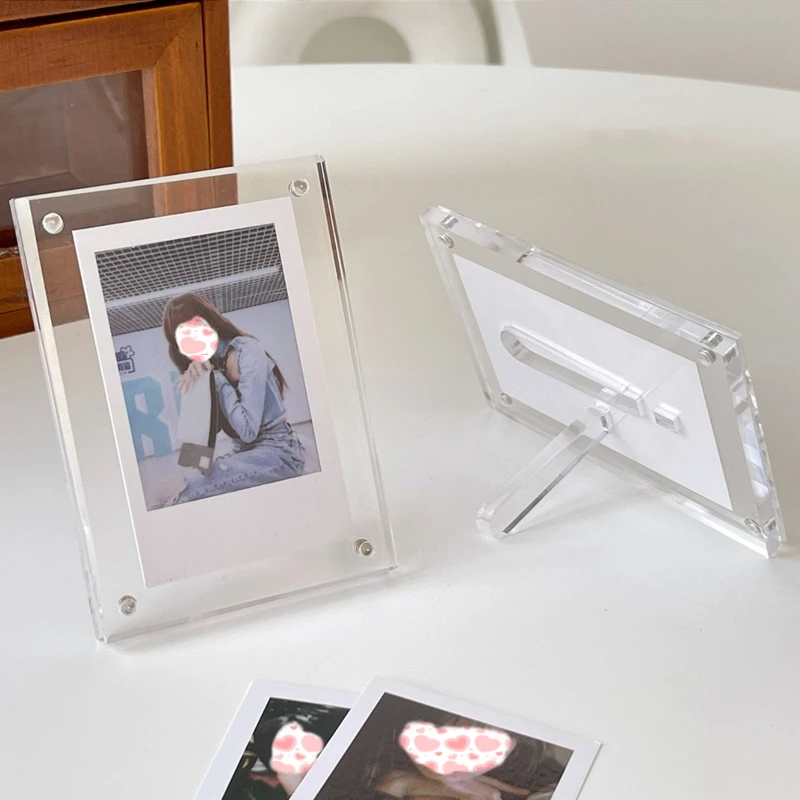 3 Inch Polaroid Photo Frame for Decoration Promotional Display Stand Transparent Label Paper Acrylic Strong Magnetic Double Side