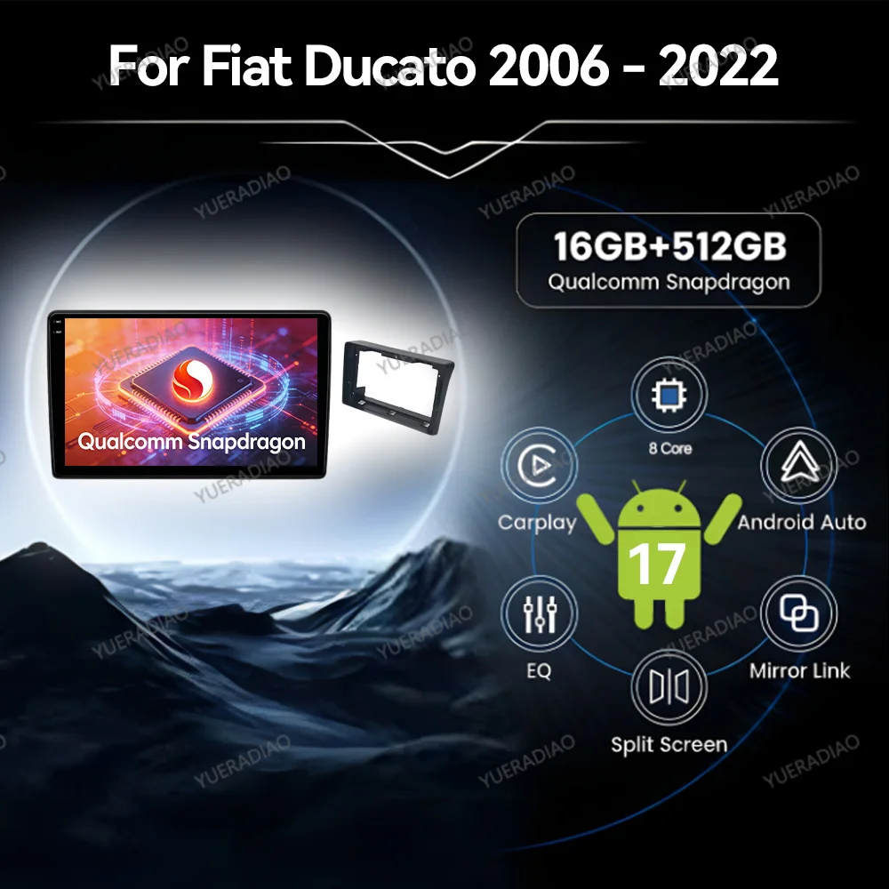 Автомагнитола Android 17 для Fiat Ducato 2005-2023, Citroen Jumper, Peugeot Boxer, мультимедийный видеоплеер, 4G LTE, 5G WIFI, 2DIN