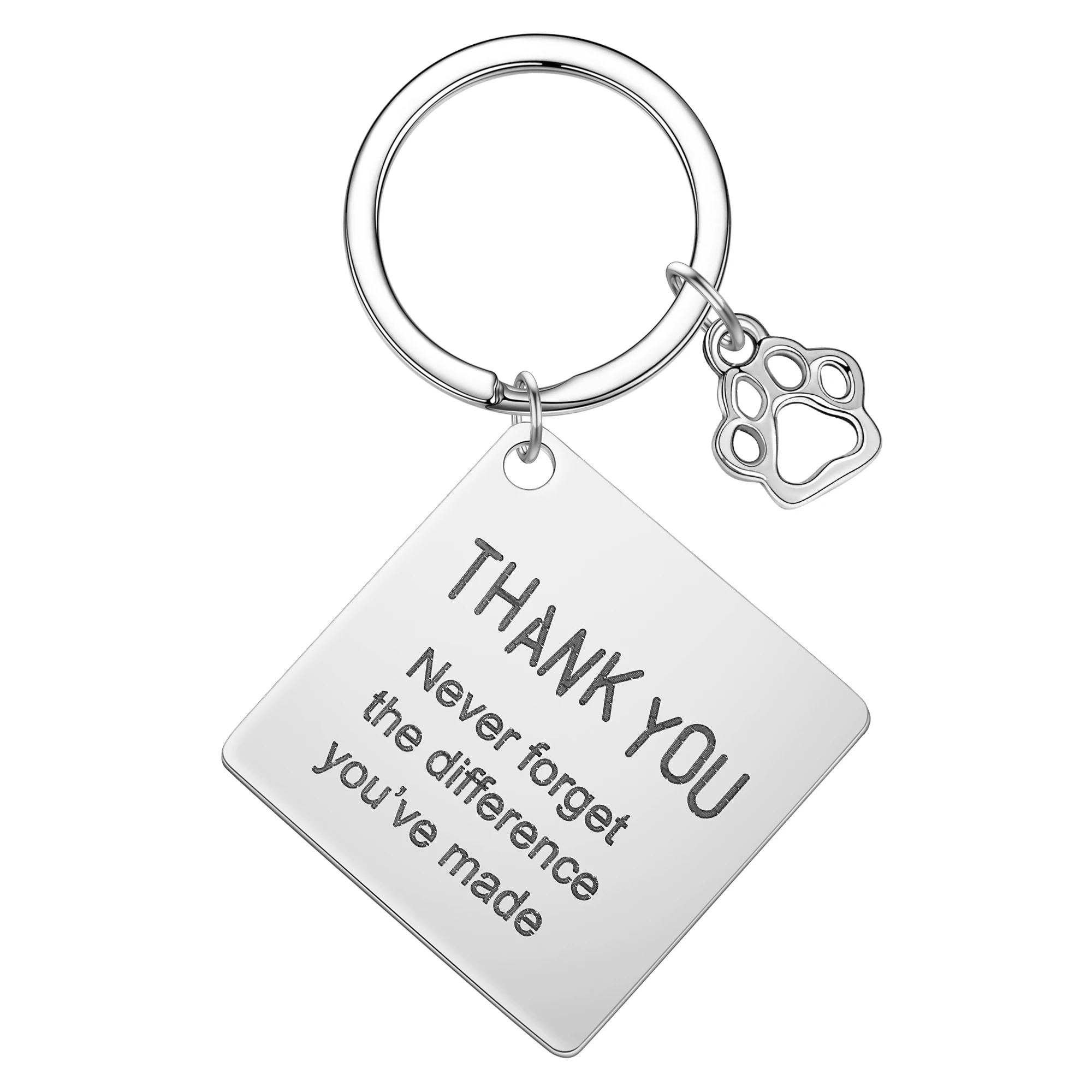 Thank You Never Forget The Difference You've Made Keychain Stainless Steel Pendant Keyring Coworker Leaving Appreciation Gifts