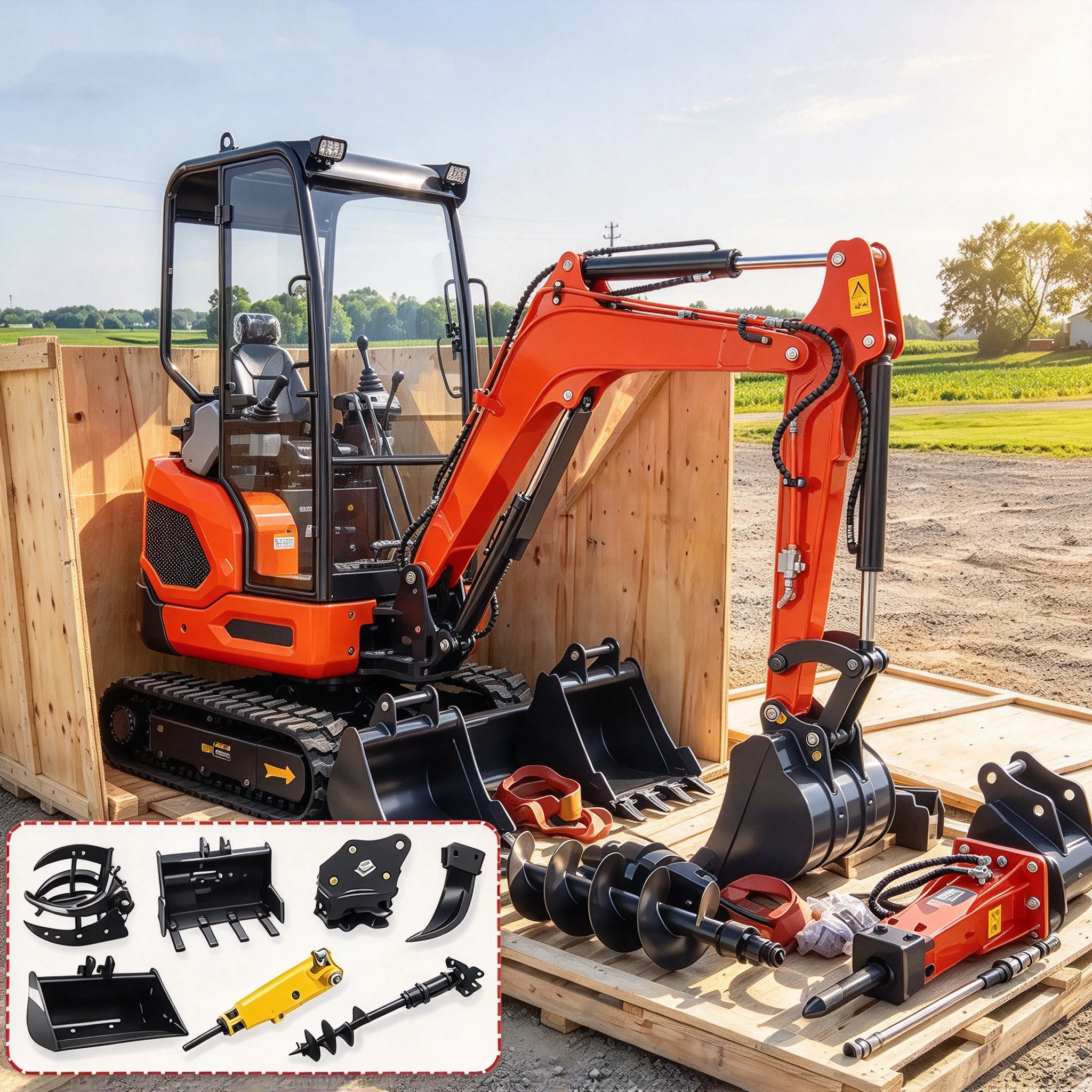 Mini Trench Machine Mini Excavator Crawler Digger Dozer Blade 360° Rotation Trenching ...