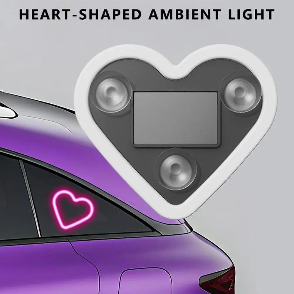 

New Car Solar Triangle Window Heart-shaped Light Emitting Atmosphere Heart-shaped Atmosphere Wiring Free Light LED Ligh Int W4L5