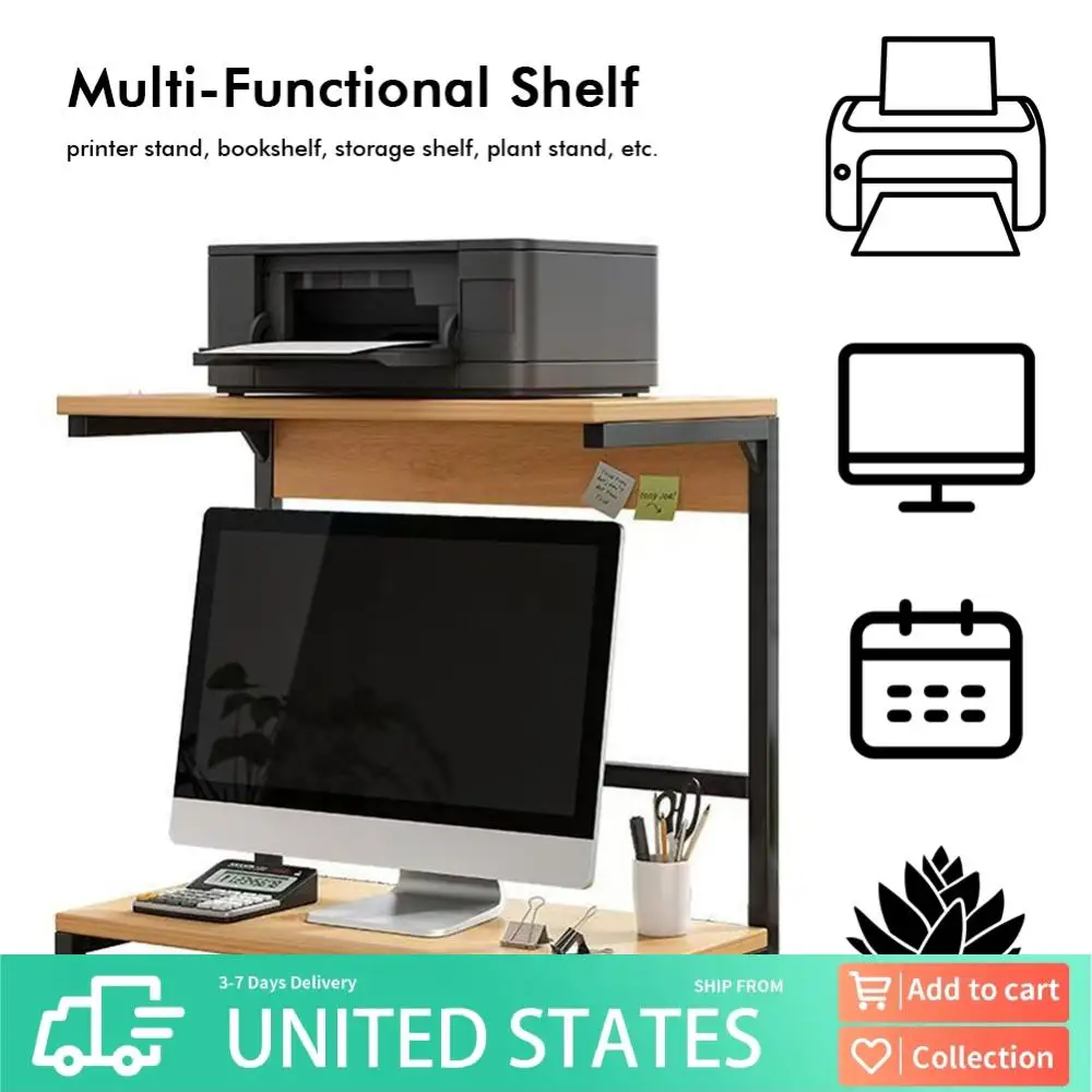 

2-Tier Computer Monitor Riser Printer Stand Monitor Stand Monitor Desktop Stand for Desktop Organization and Printer