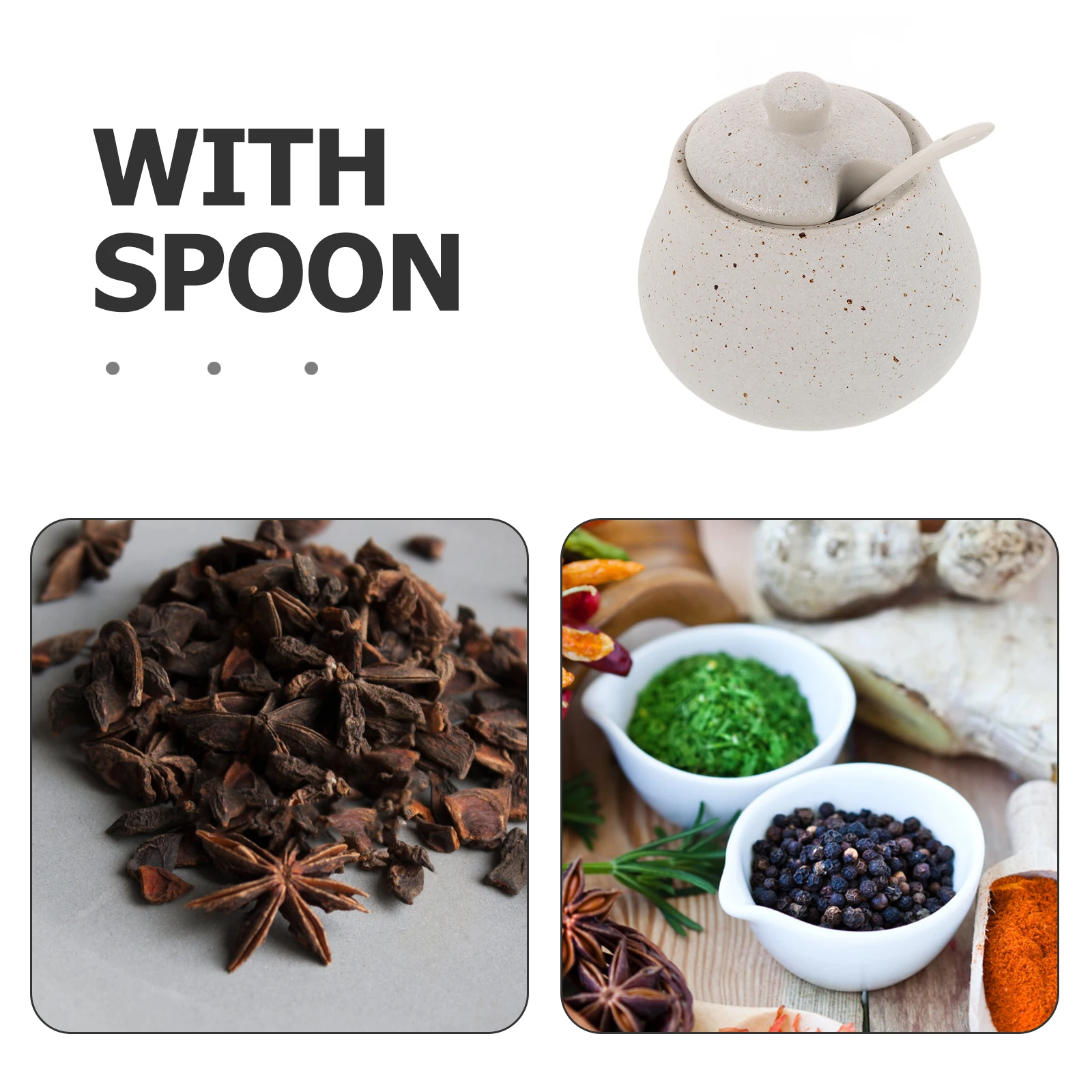 1 مجموعة الخزف السيراميك صندوق توابل النمط الياباني وعاء السكر بهار وعاء مع ملعقة غطاء لصندوق توابل المطبخ مع غطاء #2